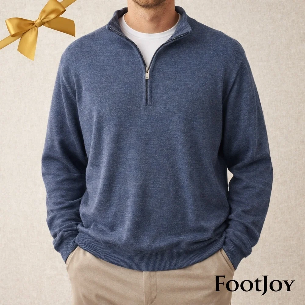 FJ XXL Blue Quarter Zip Wool Blend Golf Pullover Sweater